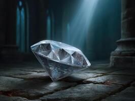 mysterious diamond discovery ancient ruins digital art mystic environment low angle fantasy concept photo