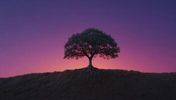 Gnarled roots of a tree at sunset nature photography minimalist style serene environment artistic view photo