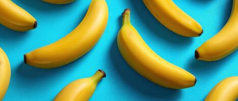 Artistic arrangement of vibrant yellow bananas on a bold background food photography bright and playful environment photo