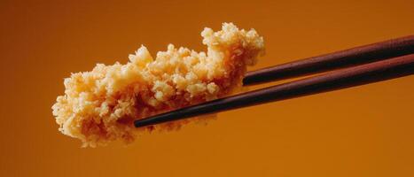 Crispy fried tempura close-up japanese cuisine food photography warm background artistic presentation photo