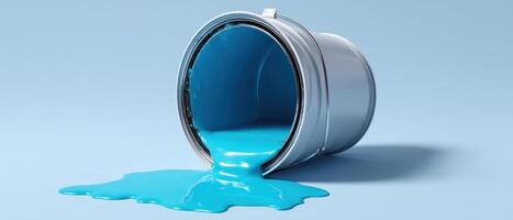 Dynamic cyan paint spill clean surf standard artistic image studio setting top-down view creative expression photo