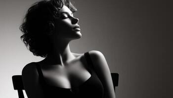 Contemplative silhouette of a woman studio portrait photography minimalist side view mood photo