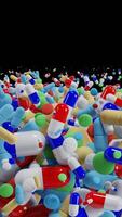 Vertical Transition of a Group of Bent Medication Pills in Various Sizes video
