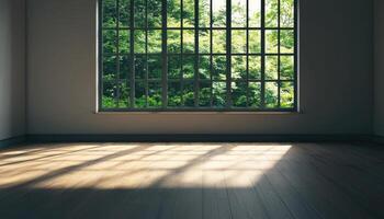 Modern interior space with nature view indoor environment architectural render bright and open concept photo