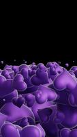 Vertical Transition of a Group of Purple Hearts in Different Sizes video