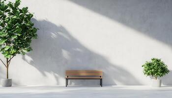 Minimal loft style white stone garden with concrete walls modern design indoor environment serene view photo