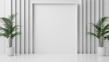 Modern white space interior design studio rendered image minimalist environment front view photo