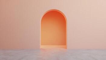 Elegant arch door with light minimalist interior digital rendering contemporary style photo