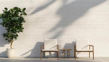 Modern garden terrace design building wall decor minimalist environment aesthetic viewpoint photo