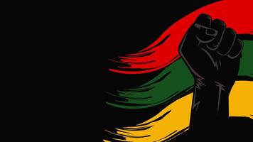 Animated raised clenched fist symbolizing freedom, power, and resistance on a Juneteenth-themed background. Includes empty copyspace area for text or message placement. video