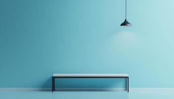 Bright empty room with pastel blue walls minimalist design modern aesthetic interior photography tranquil space photo