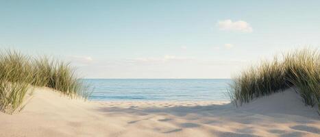 Tranquil beach scene with gentle waves and soft sand coastal serenity nature peaceful environment photo