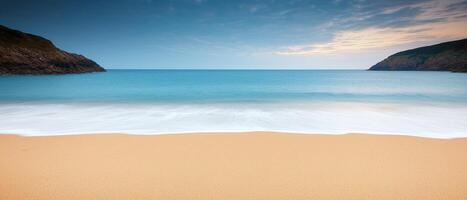 Serene beach at dusk coastal region photography tranquil environment wide-angle view minimalist concept photo