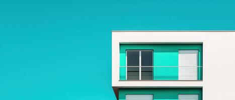 Modern architecture creative dualtone building urban environment mint green facade aesthetic design photo