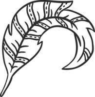 Stylized feather drawing featuring intricate decorative lines and dots, forming an elegant curved shape with artistic details, exuding a sense of creativity and nature's beauty vector