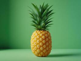 Minimalistic pineapple display on green background food photography indoor setting fresh concept photo