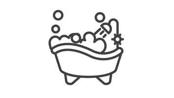 Animated bubbles swirl around a relaxing bathtub and shower head video