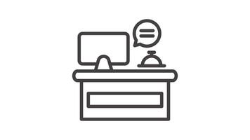 Animated hotel front desk with a computer for your next project video