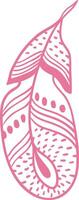 Light pink feather with decorative pattern representing lightness, freedom, and softness, ideal for fashion, decoration, and design projects vector