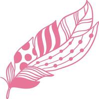 Stylized feather boasts intricate patterns, blending polka dots, stripes, and delicate lines, forming a harmonious composition ideal for design projects seeking a touch of elegance and whimsy vector