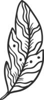 Single feather with wavy lines and dots, hand drawn illustration emphasizing lightness, softness, and delicate details, suitable for various design purposes vector