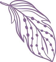 Stylized purple feather floating gently, evoking lightness, softness, and delicate beauty, ideal for design projects seeking a touch of nature and elegance vector