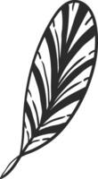 Hand drawn feather with black and white stripes creating a beautiful pattern, perfect for nature inspired designs, illustrations, and creative projects vector