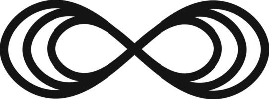 Intertwined triple infinity symbol forming a continuous loop, embodying abstract concepts such as limitless potential, eternal love, and boundless continuity vector