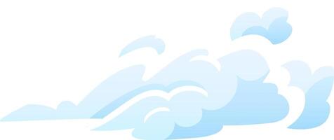 Cartoon style illustration of some light blue clouds floating in a white sky, creating a peaceful and dreamy atmosphere, ideal for children's books or weather related projects vector