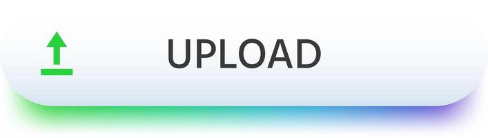 Green upload icon with a gradient bar at the bottom is sending files or documents to the cloud storage, symbolizing data transfer and online storage vector