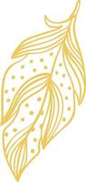 Golden feather drawing with dots creating a delicate and elegant design, perfect for adding a touch of nature and sophistication to various projects vector