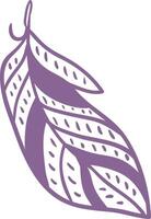 Purple feather with decorative pattern floating gently, representing lightness, freedom, and spiritual connection, ideal for bohemian, nature inspired, or wellness designs vector