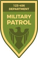 Military patrol department badge featuring an eagle emblem and a department number, symbolizing authority, vigilance, and security within the military context vector