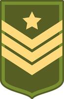 Sergeant military rank insignia featuring three chevrons and a single star, set against a green background, symbolizing leadership, experience, and authority within the armed forces vector
