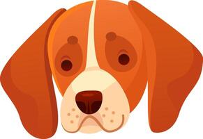 Close up illustration of a beagle dog's head, showcasing its endearing features with expressive eyes and a gentle expression, creating a heartwarming pet portrait vector