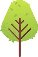 Stylized green tree with a brown trunk and rounded crown, featuring leaves and isolated on a white background, representing nature and simplicity vector