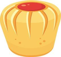 Round cake featuring elegant white stripes and a luscious jam topping, creating a visually enticing dessert ideal for bakeries, cafes, and diverse dessert menus vector