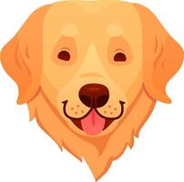 Friendly golden retriever dog displaying a pink tongue, panting happily and gazing forward in a vibrant and colorful illustration, radiating joy and playfulness vector