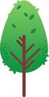 Simple cartoon tree with rounded crown, brown trunk and branches, and green leaves, isolated on white background, representing nature, growth, and environmental concepts vector