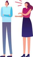 Office colleagues having a disagreement, businesswoman arguing with businessman crossing arms and not listening her, business communication problems and conflict solving concept vector