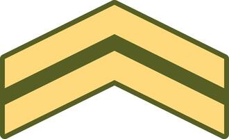 United States Army corporal rank insignia featuring two yellow chevrons outlined in dark green on a white background, symbolizing leadership and experience within the military structure vector