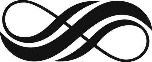 Infinity symbol representing eternity and endless possibilities, forming a continuous loop of interlocked halves, embodying boundless potential and everlasting love vector