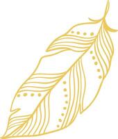 Golden feather representing lightness, elegance, and freedom, created with simple lines and dots, isolated against a crisp white background, exuding a soft and delicate charm vector