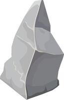 Cartoon illustration featuring a gray rock with a sharp point, standing upright against a clean white background. The design creates a simple yet captivating visual element vector