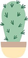 Light green cactus growing in a two tone pot, simple illustration isolated on a white background, ideal for nature and plant related projects vector