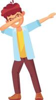 Happy young man dabbing with one arm covering his face while extending the other arm, embodying the playful spirit of internet meme culture in a fun and energetic way vector