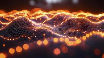 3d rendering of a wave of lights photo