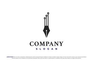 pen and technology logo design vector