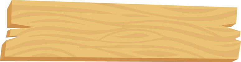 Wooden plank with visible wood grain and broken edges, isolated on a white background, ideal for graphic design, web design, and other creative projects vector