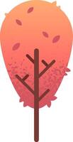 Minimalist illustration of a stylized autumn tree losing its leaves, featuring a gradient from orange to pink and a simple brown trunk, isolated on a white background vector